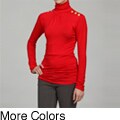 Tammy Mars Women's Turtleneck Gold-button Top