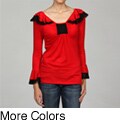 Tammy Mars Women's Red Ruffled Neck Long sleeve Top