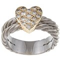 Sterling Silver and Gold 2/5ct TDW Estate Heart Ring (K-L, I1-I2)