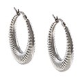 La Preciosa Stainless Steel Ribbed Design Hoop Earrings
