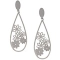 Moda Bella Stainless Steel Flower Design Teardrop Earrings