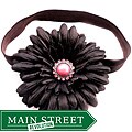 Bow Clippeez 2 Envy Brown and Pink Flower Headband