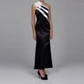 Jessica McClintock Women's Black/ White One-shoulder Ruffle Dress