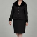 John Meyer Collection Women's Plus Size Black Rhinestone-button Tonal Print ...