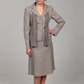 Evan Picone Women's Sand Herringbone Three-button Skirt Suit