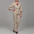 Nine West 2pc Double Breasted Twill Jacket & Pant Suit