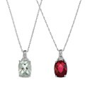 Sterling Silver Created Crimson Topaz Necklace