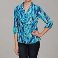 Violet & Claire Women's Deep Blue Crinkle Blouse