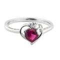 Jenne Gemstone Silver Created Pink Sapphire Heart Ring