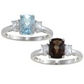 Jenne Gemstone Silver Cubic Zirconia and Smokey Quartz Ring