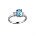 Jenne Gemstone Silver Cubic Zirconia and Blue Topaz Ring