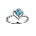 Jenne Gemstone Silver Cubic Zirconia and Blue Topaz Heart Ring