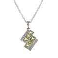 Sterling Silver Square Peridot and Diamond Necklace