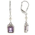 Sterling Essentials Silver Amethyst and FW Pearl Earrings (3.5 mm)