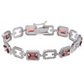 Glitzy Rocks Sterling Silver 8.4 CTW Garnet and Diamond Accent Link Bracelet