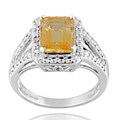Glitzy Rocks Silver 2 1/4ct TGW Citrine and Diamond Accent Ring