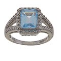 Glitzy Rocks Sterling Silver Blue Topaz and Diamond Accent Ring