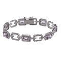 Glitzy Rocks Sterling Silver 7 CTW Amethyst and Diamond Accent Link Bracelet