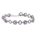 Glitzy Rocks Sterling Silver 5.6 CTW Amethyst and Diamond Accent Bracelet