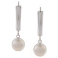 DaVonna Sterling Silver White Akoya Pearl Leverback Earrings (6-7 mm)