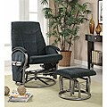 Black Chenille Swivel Rocker Recliner and Rocker Ottoman