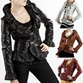 United Face Women's Luxury Leather Ruffle Jacket