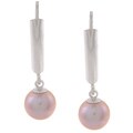 DaVonna Sterling Silver Pink Akoya Pearl Earrings (6-7 mm)