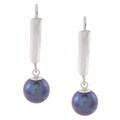 DaVonna Sterling Silver Black Pearl Earrings (6-7 mm)