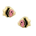 Gold over Silver Pink Fish Earrings