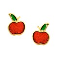 Gold over Silver Red Apple Earrings