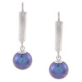 DaVonna Sterling Silver Black Cultured Pearl Earrings (7-8 mm)
