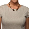 Alexa Starr Goldtone Bronze Glass Chip Link Necklace