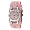 Viva Women's Round Pink Leather Cuff Watch