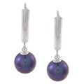 DaVonna Sterling Silver Black Cultured Pearl Earrings (8-9 mm)