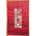 Persian Hand-Knotted Gabbeh Red and Ivory Wool Rug (6'3 x 9'9)