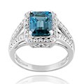 Glitzy Rocks Silver 3 2/5ct TGW London Blue Topaz and Diamond Ring