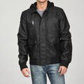 Steve Madden Men's Faux-leather Removable Hood Jacket
