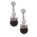 Silvertone Round Ebony Earrings (India)