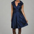 JS Boutique Women's Navy Taffeta Belted Dress