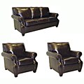 Salem Rustic Brown Italian Leather Sofa and Two Chair Set