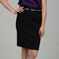 Grace Elements Women's Black Chain Detail Pencil Skirt