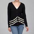 Red Women's Black/ Moth Ruffle Detail Cardigan