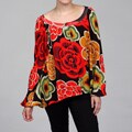 Red Women's Floral Button-front Cardigan