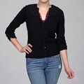 Red Women's Button-front Embroidered Cardigan