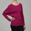 Red Women's Ribbed Dolman Sleeve Sweater