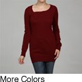Harve Benard Women's Tunic 3-button Neck Sweater