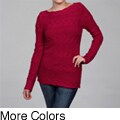 Colour Works Women's Long-sleeve Jewel Neck Cable Knit Sweater FINAL SALE