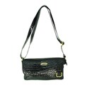 Ronella Lucci Vecceli Black Crocodile Embossed Crossbody