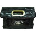 Ronella Lucci Vecceli Crocodile Skin Embossed Black Clutch
