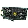 Vecceli Italy Crocodile Skin Embossed Black Clutch